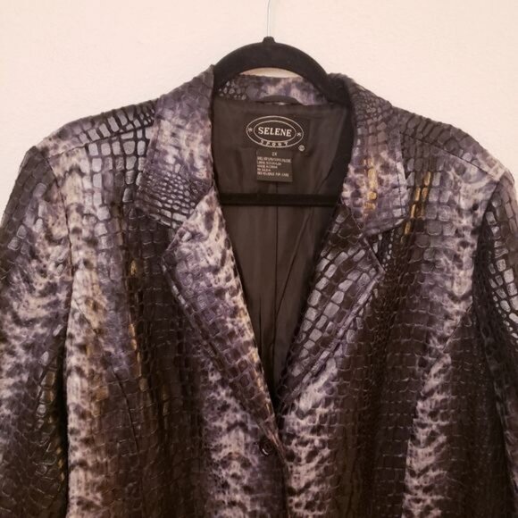 Selene Sport Coat and Dress in Grey Reptile Print Coat and Dress Suit Size 2X EU - Picture 3 of 12